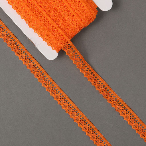 Кружево-трикотаж KRUZHEVO арт.TBY 1665 шир.10мм цв.229 св.оранжевый, уп.27,4м