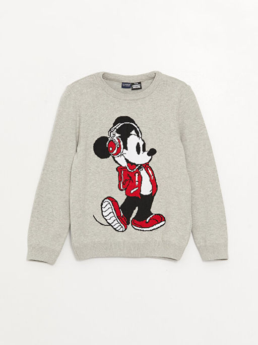 Bisiklet Yaka Mickey Mouse Desenli Uzun Kollu Erkek ?ocuk Triko Kazak - Waikiki фото 3