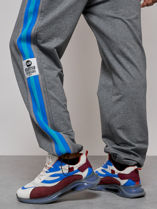 Широкие спортивные штаны трикотажные мужские серого цвета 12903Sr - Mtforce фото 17