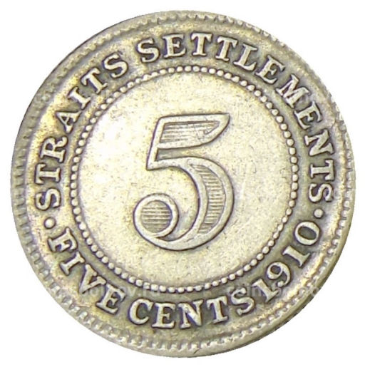 5 центов 1910 года Стрейтс Сетлментс