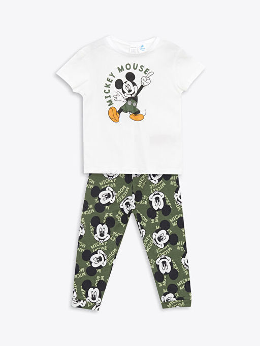 Mickey Mouse Bask?l? Erkek Bebek Ti??rt ve E?ofman Alt 2li
