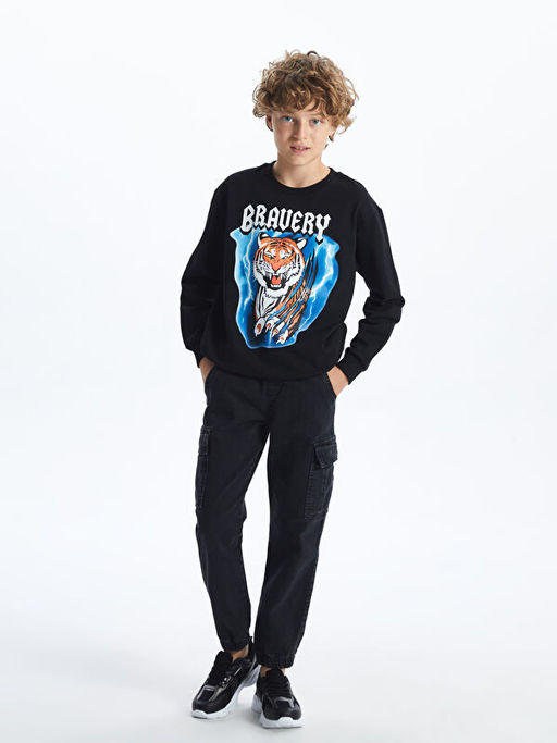 Beli Lastikli Erkek ?ocuk Kargo Jean Pantolon - Waikiki фото 5