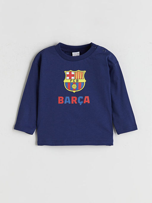 Bisiklet Yaka Barcelona Bask?l? Erkek Bebek E?ofman Tak?m