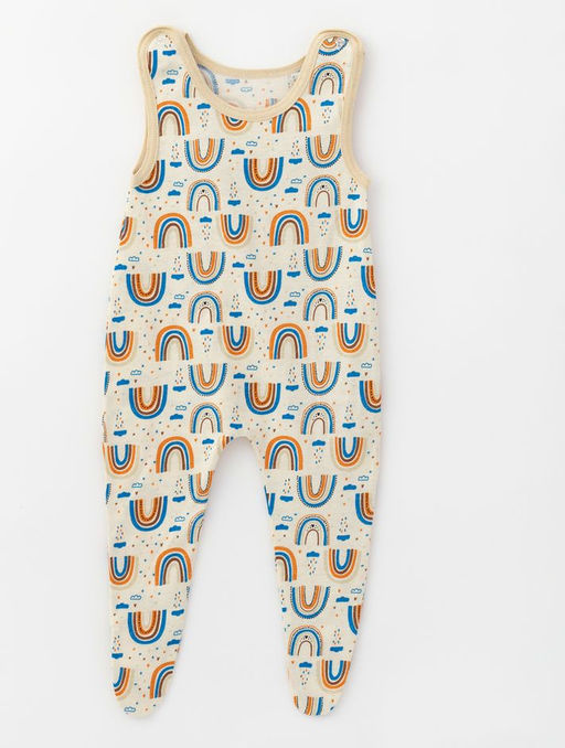 Полукомбинезон со следом из хлопковой кулирки, синий/радуга - Lesi kids фото 7