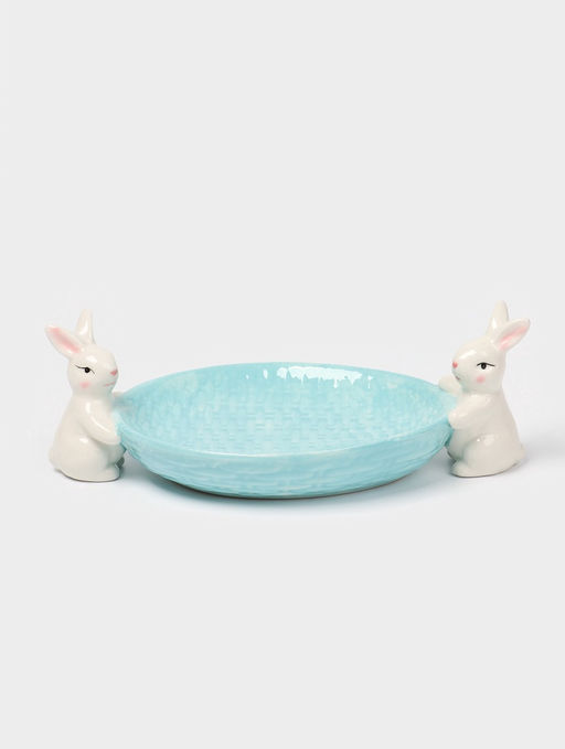 Блюдо сервировочное Доляна Зайка, 30?16.5?10 см, доломит, голубой