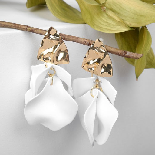 Серьги ассорти Ветер мятые треугольники, цвет бело-золотой