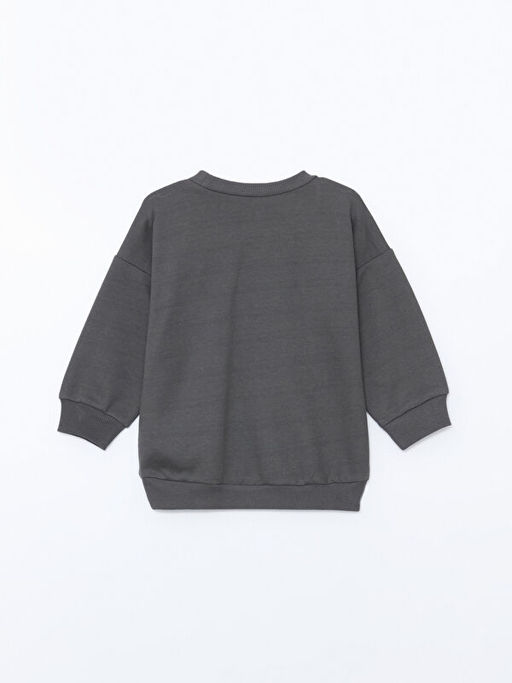 Bisiklet Yaka Uzun Kollu Bask?l? Erkek Bebek Sweatshirt