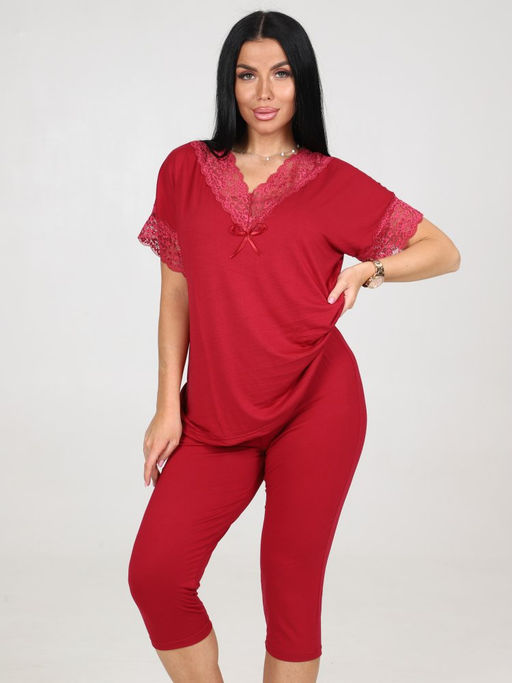 033 ДОМАШНИЙ КОСТЮМ ЖЕНСКИЙ (бриджи) (Бордовый) - А-дина фото 3