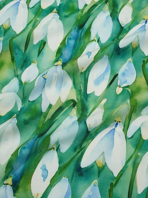 Штапель Премиум (Digital) Акварельные крокусы, ш.1.45м, вискоза-100%, 120гр/м.кв - Купава фото 7