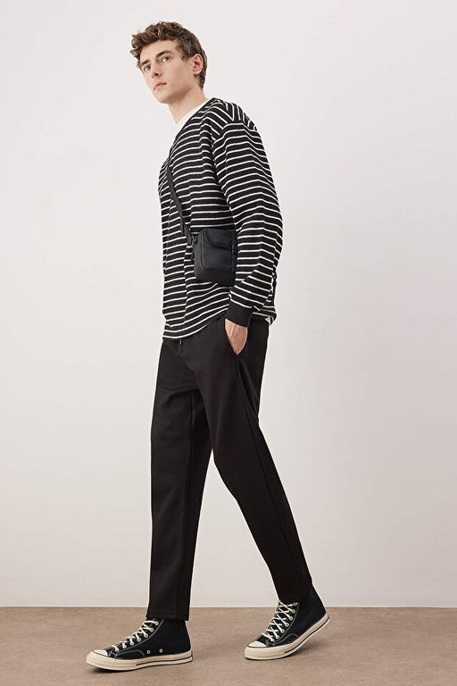 Siyah Straight Fit Erkek Pantolon TMNAW26PL00012