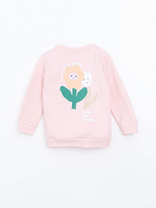 Bisiklet Yaka Bask?l? K?z ?ocuk Sweatshirt