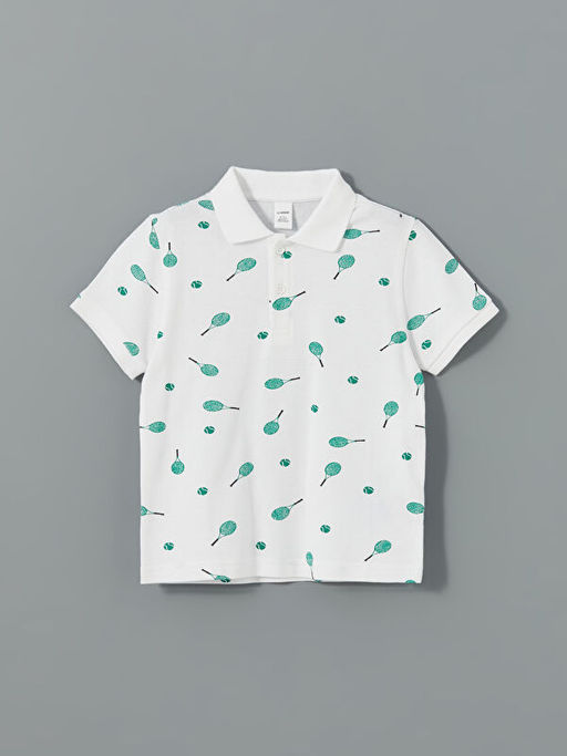 Polo Yaka Desenli Penye Erkek Bebek Ti??rt