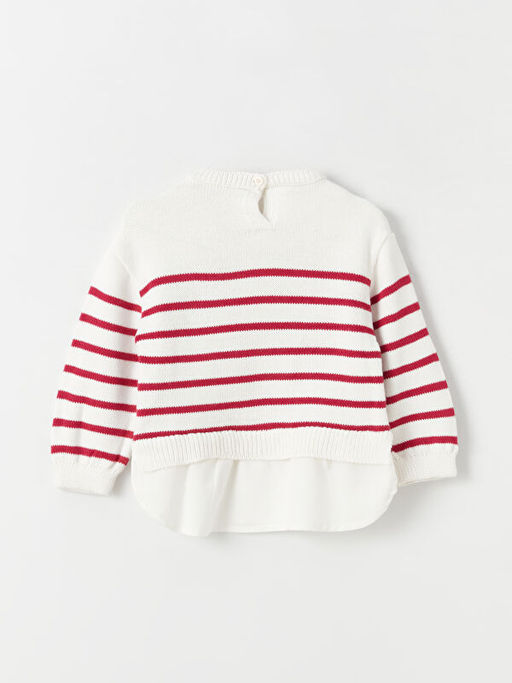 Bisiklet Yaka ?izgili K?z Bebek Triko Kazak - Waikiki фото 2