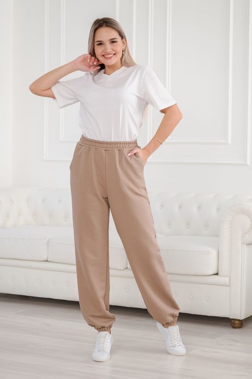 Брюки женские из футера петля Прогулка какао - Амадэль фото 11