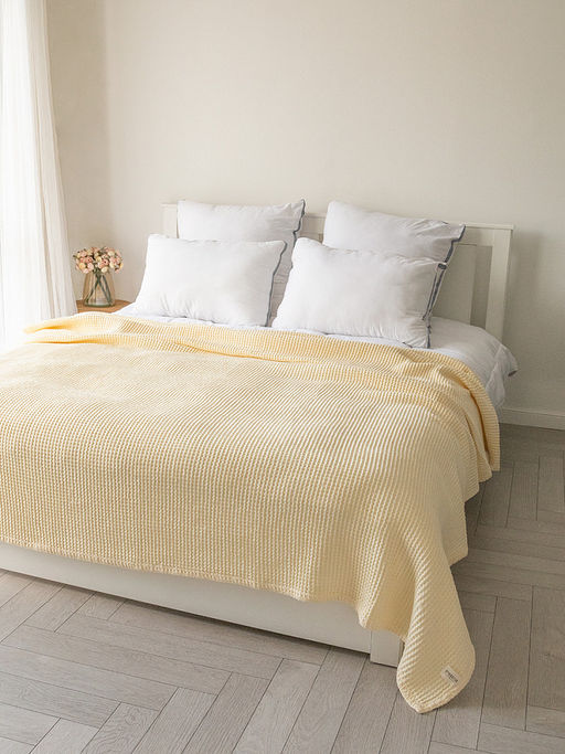 Покрывало вафельное 200x220 молочный 100% Хлопок - Denastia фото 9