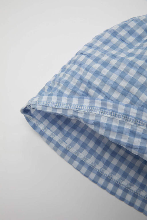 Мятое платье без рукавов в клетку для маленьких девочек - Defacto фото 3