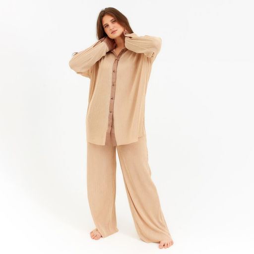 Костюм женский (рубашка, брюки) MINAKU: Casual Collection, цвет кофе, размер 50