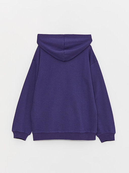 Kap??onlu Elsa Bask?l? Uzun Kollu K?z ?ocuk Fermuarl? Sweatshirt