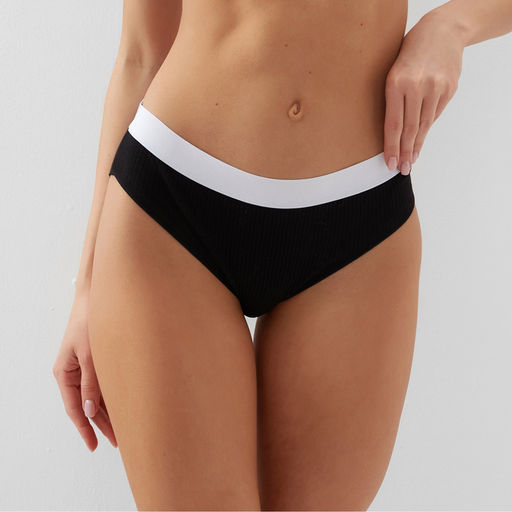 Трусы женские слипы MINAKU в рубчик, набор 3 шт., размер 44-46, чёрные