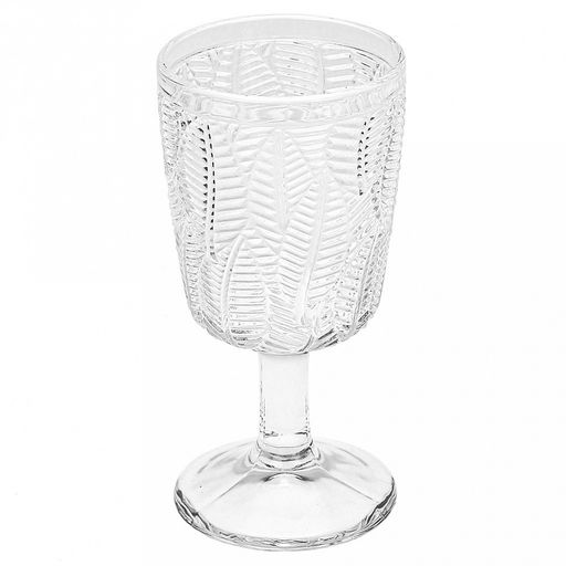 "Листья" Бокал стеклянный 350мл, д8см, h16,8см, рельефное, прозрачное стекло (Китай)