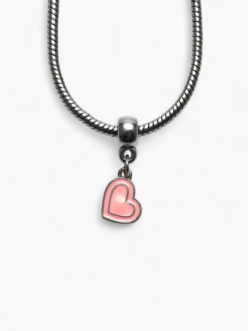 Цена за 5 шт. Шарм подвеска «Сердечко», розовый в серебре