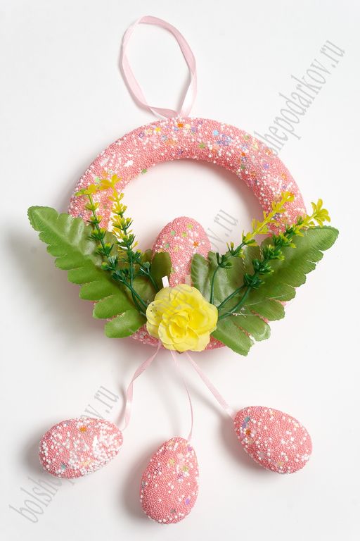 Пасхальный декор Венок 15 см (SF-5024) розовый