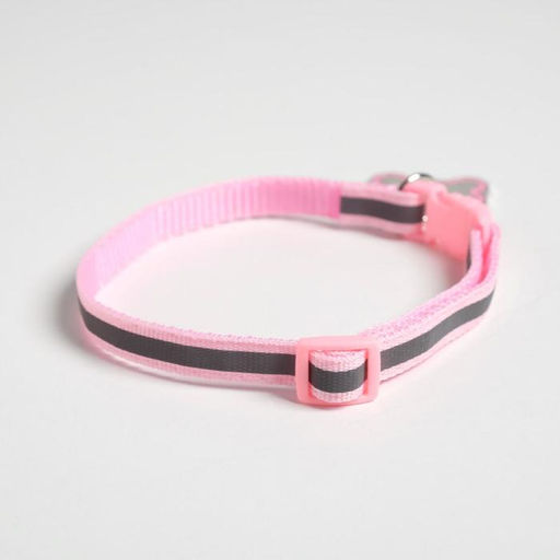 Ошейник светоотражающий с адресником, 30 х 1 см, капрон, цвет розовый - Пушистое счастье фото 5