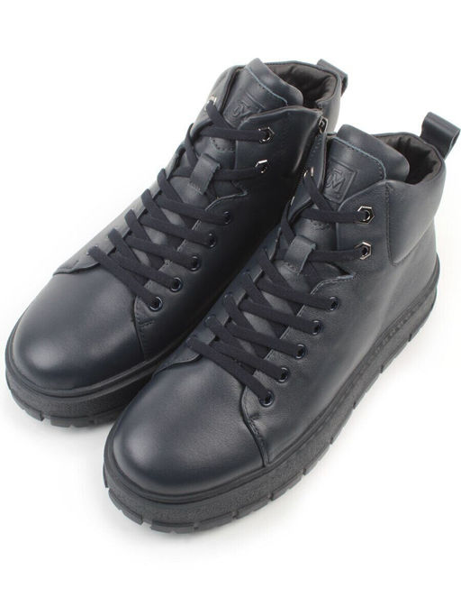 05-AW1010-2M DK. BLUE Ботинки зимние мужские (натуральная кожа, натуральный мех)