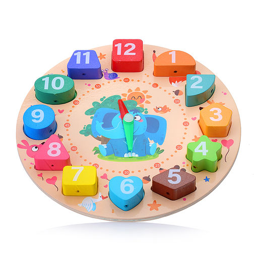 Пазл-вкладыш со шнуровкой Часы - Слон и его друзья - Щепочка фото 3