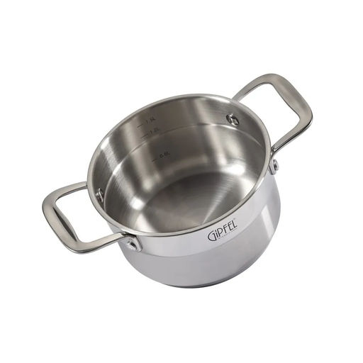 1272 GIPFEL Кастрюля GALA 16х9см/1,5 л со стеклянной крышкой, с индукционным капсульным дном. Материал: нерж. сталь 18/10. Толщина: 0,7мм / 4мм  фото 3