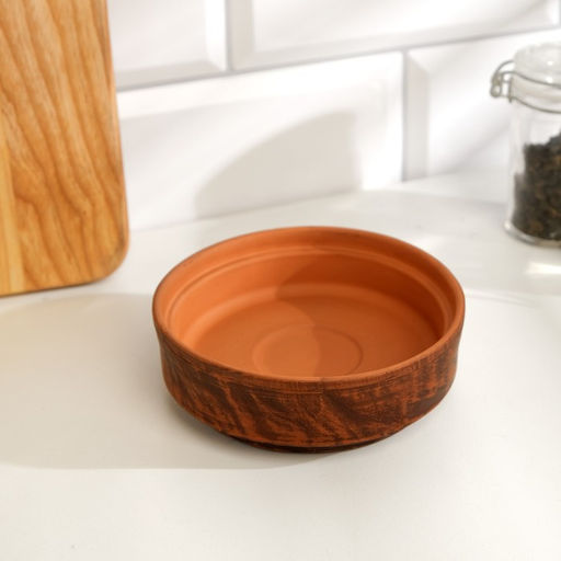 Блюдо для запекания, 300 мл., 12×5 см, красная глина, коричневый