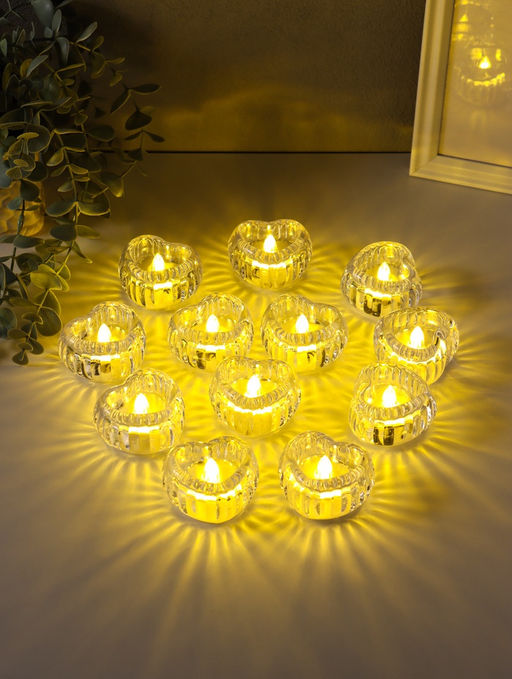 Цена за 2 шт. Светодиодная свеча LED - ночник RISALUX «Сердце в льдинке», 3×LR1130, прозрачный, 5.5×5.5×3.3 см