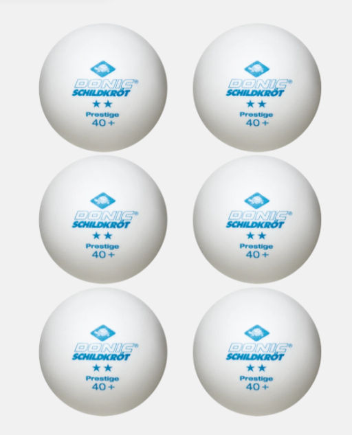 Мяч для настольного тенниса Donic 2* Prestige, белый 6 шт.