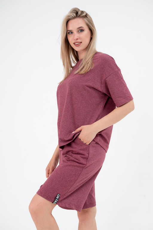 Костюм из футера унисекс бордо-меланж - Амадэль фото 3