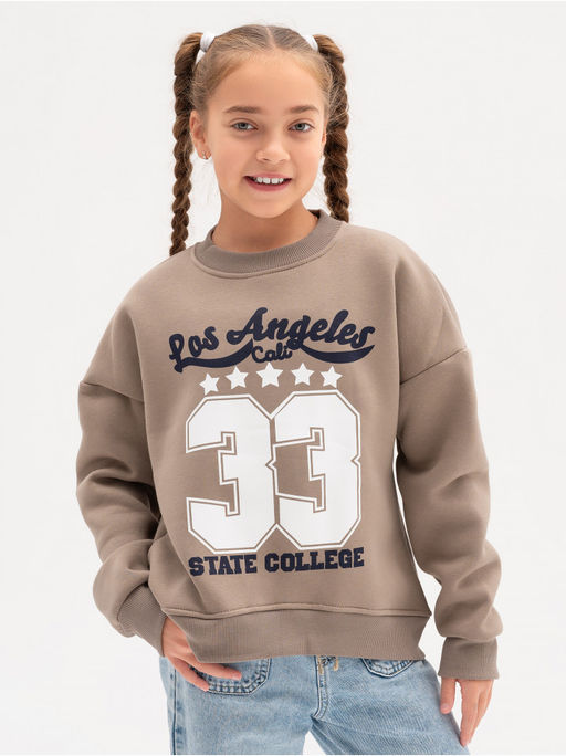 Свитшот "33" детский девочка капучино