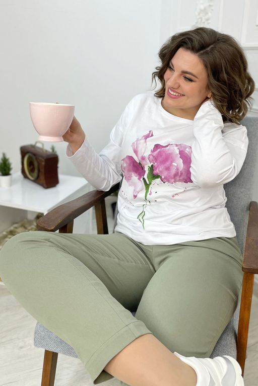 Свитшот Rumoda 2061/1 белый/лаванда  фото 3