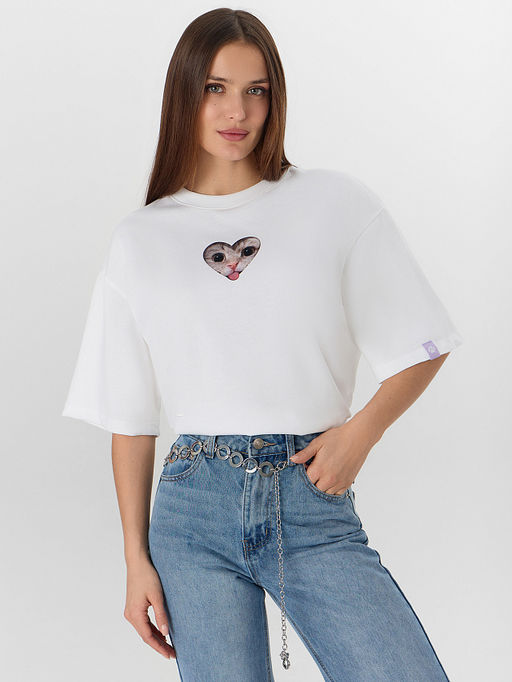 Футболка женская белая с принтом - Mark formelle фото 7