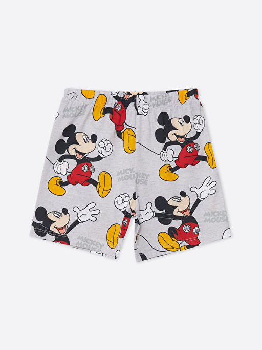 Bisiklet Yaka K?sa Kollu Mickey Mouse Bask?l? ?ortlu Erkek Bebek Pijama Tak?m? - Waikiki фото 3