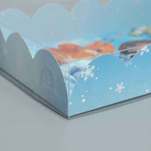 Цена за 5 шт. Коробка для кондитерских изделий новогодняя с пластиковой крышкой «С Новым годом», 10.5×21×3 см