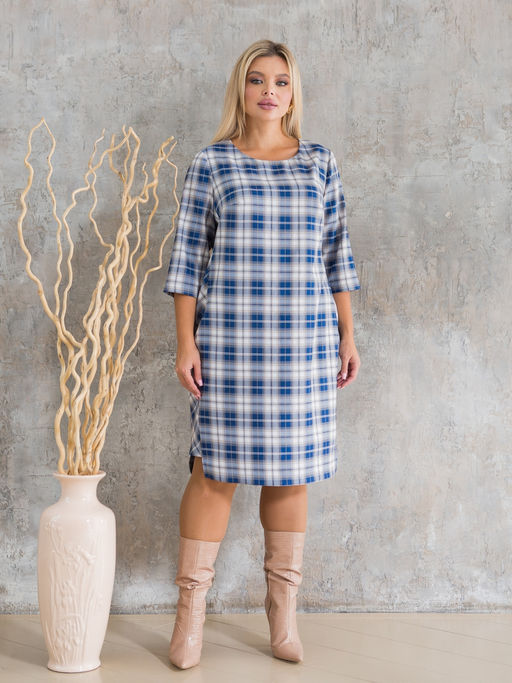 Платье 1356 голубая клетка - Novita фото 2