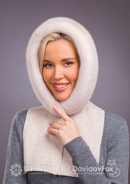 Капор кашемир бежевый норка