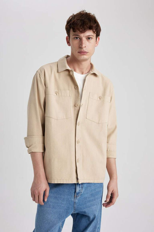 Хлопковая рубашка с длинными рукавами Relax Fit - Defacto фото 7