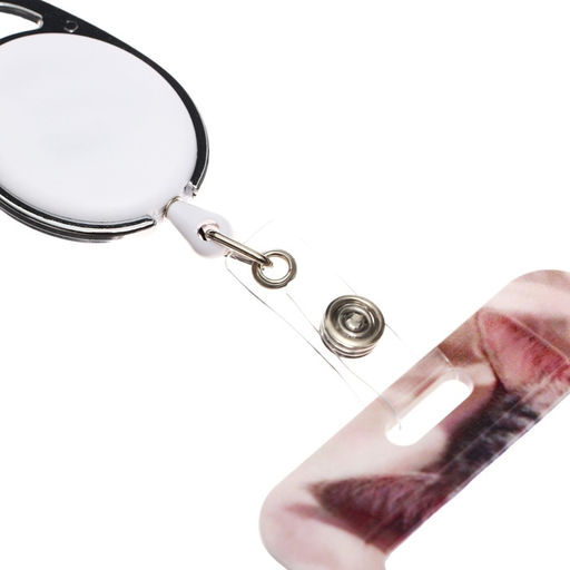 Цена за 2 шт. Бейдж - карман вертикальный внешний 110×68 мм, внутренний размер 85×54 мм, рулетка-карабин 60 см, пластиковый «Котик»