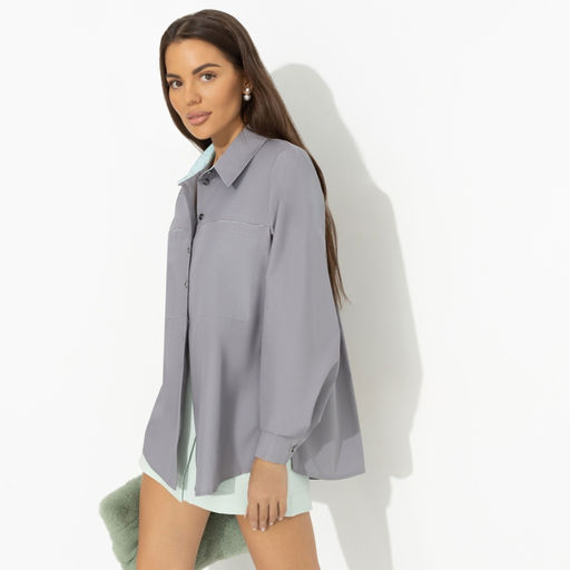 Рубашка свободная с контрастными вставками Говорите обо мне (мятный) - Charutti фото 4