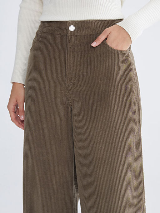 Beli Lastikli Kadife Kad?n Pantolon