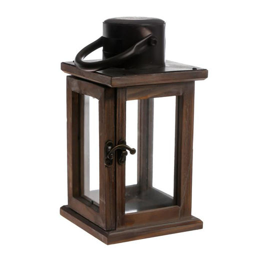 Деревянный подсвечник-фонарь на 1 свечу «Строгий», коричневый, 23×11.5×11.5 см