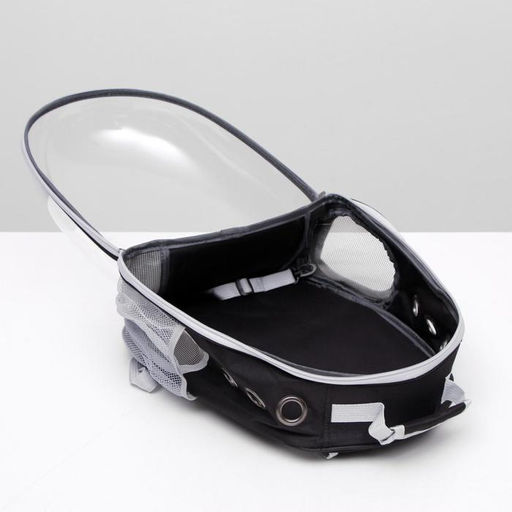 Рюкзак для переноски животных прозрачный, 31 х 28 х 42 см, чёрный - Пижон фото 9