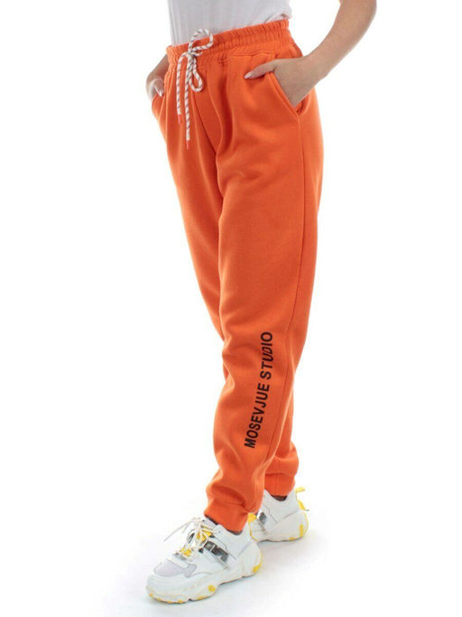 M053 ORANGE Брюки спортивные женские на флисе (100% хлопок) 7986 - Fashion фото 3