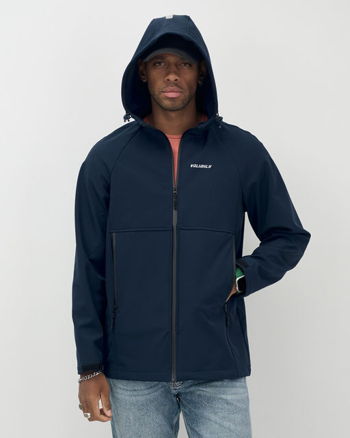 Ветровка спортивная мужская с капюшоном softshell темно-синего цвета 9563TS - Mtforce фото 19