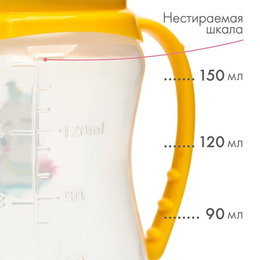 Бутылочка для кормления M&B «ТРЕНД. Лама», классическое горло, с ручками, от 0 мес., 150 мл., приталенная, бирюзовый